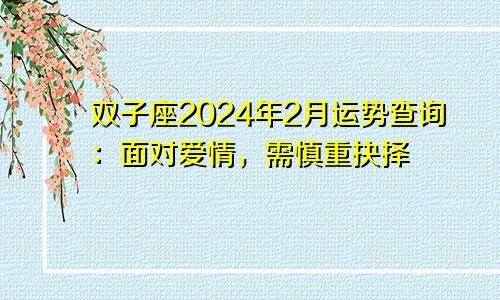双子座2024年2月运势查询：面对爱情，需慎重抉择
