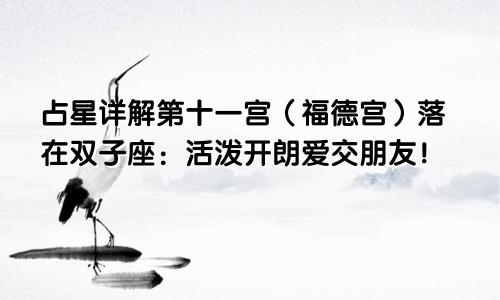 占星详解第十一宫(福德宫)落在双子座:活泼开朗爱交朋友!