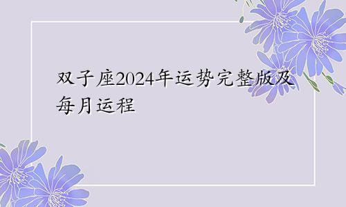 双子座2024年运势完整版及每月运程