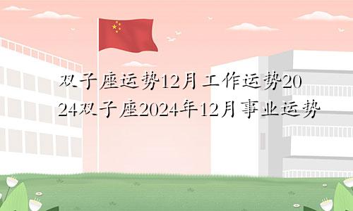 双子座运势12月工作运势2024双子座2024年12月事业运势