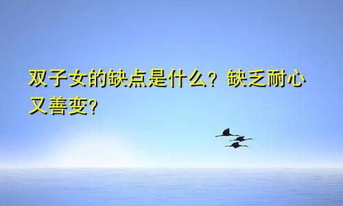 双子女的缺点是什么？缺乏耐心又善变？