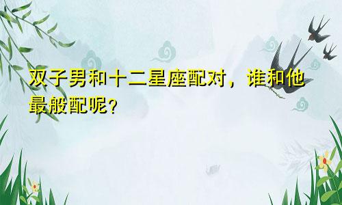 双子男和十二星座配对,谁和他最般配呢?