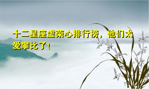 十二星座虚荣心排行榜，他们太爱攀比了！