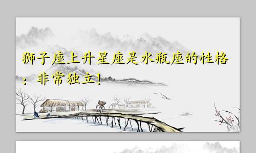 狮子座上升星座是水瓶座的性格:非常独立!