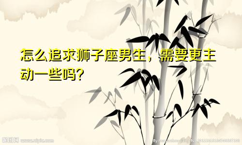 怎么追求狮子座男生，需要更主动一些吗？