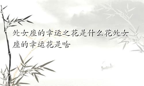 处女座的幸运之花是什么花处女座的幸运花是啥