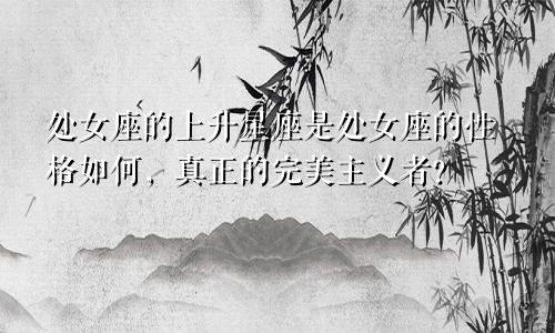 处女座的上升星座是处女座的性格如何,真正的完美主义者?