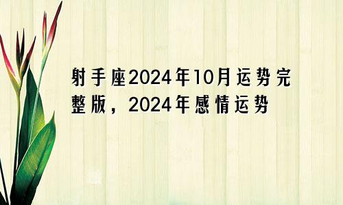 射手座2024年10月运势完整版,2024年感情运势