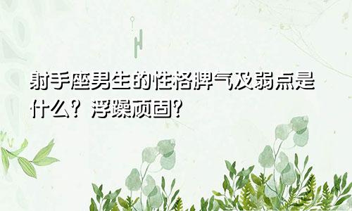 射手座男生的性格脾气及弱点是什么？浮躁顽固？