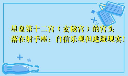星盘第十二宫（玄秘宫）的宫头落在射手座：自信乐观但逃避现实！