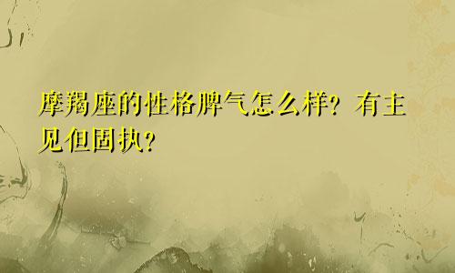 摩羯座的性格脾气怎么样?有主见但固执?