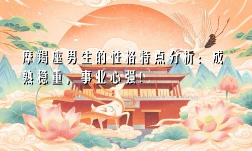 摩羯座男生的性格特点分析：成熟稳重，事业心强！