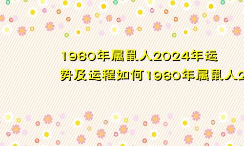 1960年属鼠人2024年运势及运程如何1960年属鼠人2024年运势运程每月运程