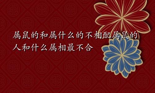 属鼠的和属什么的不相配属鼠的人和什么属相最不合