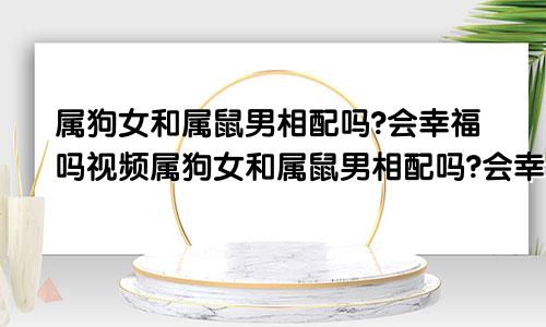 属狗女和属鼠男相配吗?会幸福吗视频属狗女和属鼠男相配吗?会幸福吗