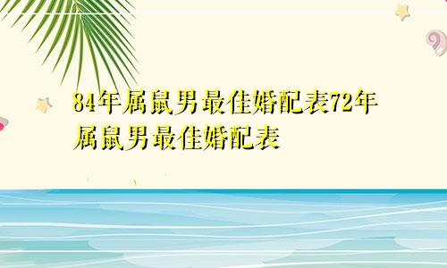 84年属鼠男最佳婚配表72年属鼠男最佳婚配表