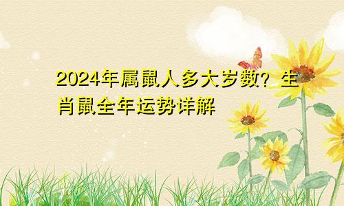 2024年属鼠人多大岁数？生肖鼠全年运势详解