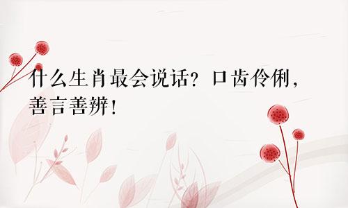 什么生肖最会说话？口齿伶俐，善言善辨！