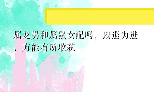 属龙男和属鼠女配吗，以退为进，方能有所收获