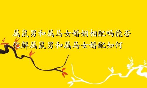 属鼠男和属马女婚姻相配吗能否化解属鼠男和属马女婚配如何
