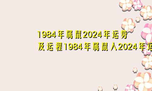 1984年属鼠2024年运势及运程1984年属鼠人2024年运势