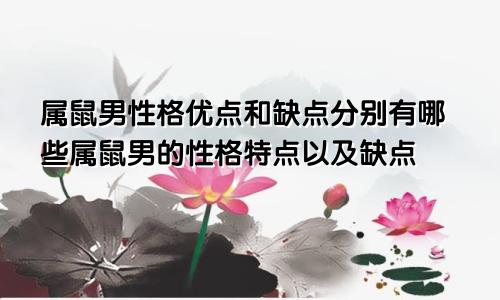 属鼠男性格优点和缺点分别有哪些属鼠男的性格特点以及缺点