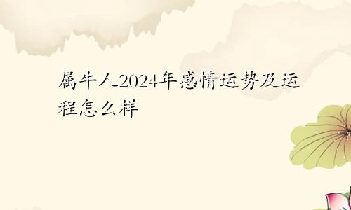 属牛人2024年感情运势及运程怎么样