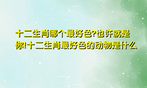 十二生肖哪个最好色?也许就是你!十二生肖最好色的动物是什么
