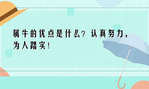 属牛的优点是什么？认真努力，为人踏实！