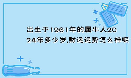 出生于1961年的属牛人2024年多少岁,财运运势怎么样呢1961年属牛人在2024年运势