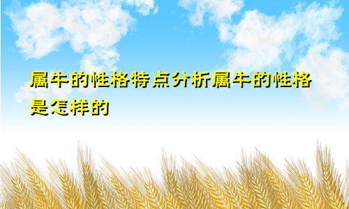 属牛的性格特点分析属牛的性格是怎样的