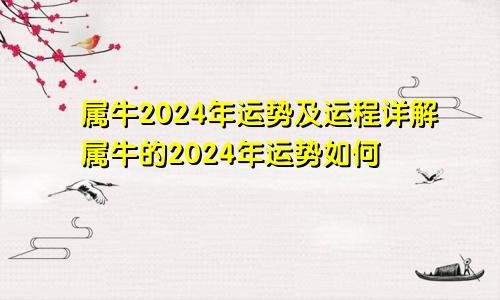 属牛2024年运势及运程详解属牛的2024年运势如何