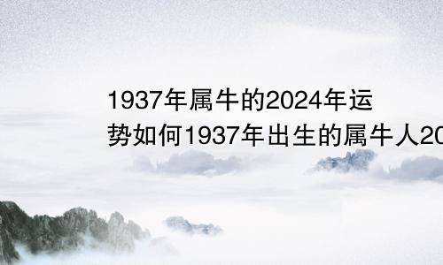1937年属牛的2024年运势如何1937年出生的属牛人2024的全年运势