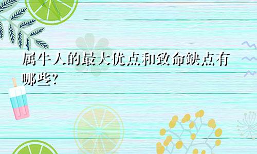 属牛人的最大优点和致命缺点有哪些？