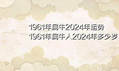 1961年属牛2024年运势1961年属牛人2024年多少岁