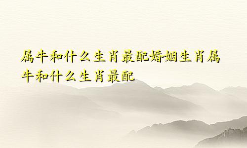 属牛和什么生肖最配婚姻生肖属牛和什么生肖最配