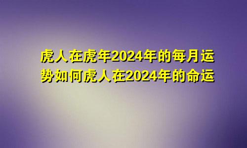 虎人在虎年2024年的每月运势如何虎人在2024年的命运