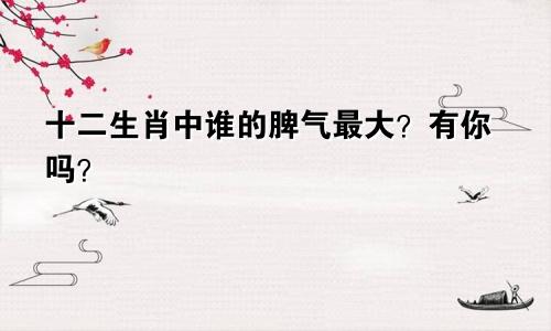 十二生肖中谁的脾气最大？有你吗？