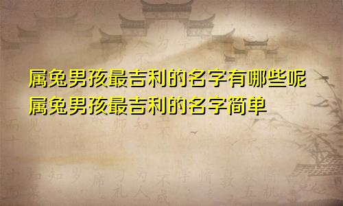 属兔男孩最吉利的名字有哪些呢属兔男孩最吉利的名字简单