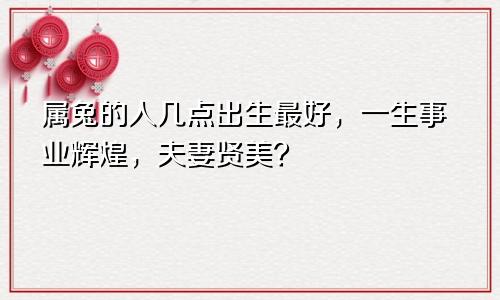 属兔的人几点出生最好，一生事业辉煌，夫妻贤美？