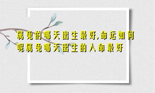 属兔的哪天出生最好,命运如何呢属兔哪天出生的人命最好