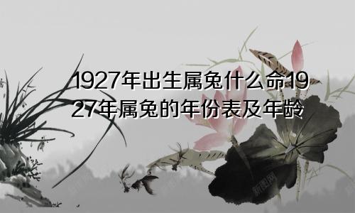 1927年出生属兔什么命1927年属兔的年份表及年龄