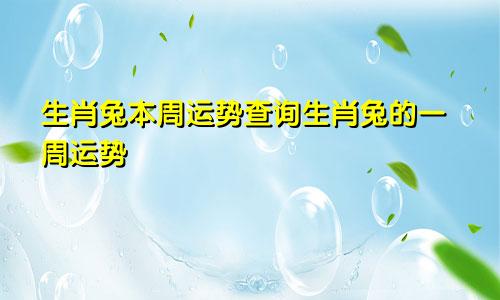 生肖兔本周运势查询生肖兔的一周运势