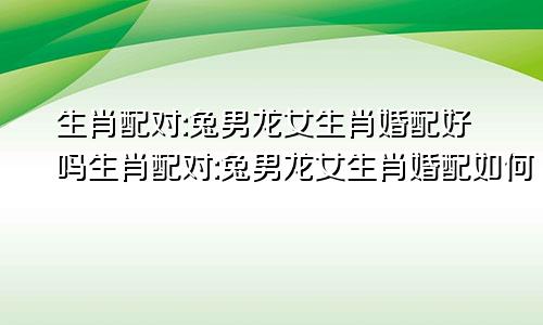 生肖配对:兔男龙女生肖婚配好吗生肖配对:兔男龙女生肖婚配如何