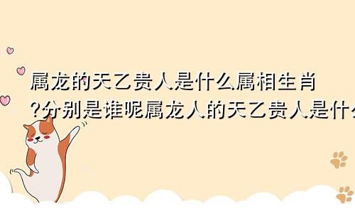 属龙的天乙贵人是什么属相生肖?分别是谁呢属龙人的天乙贵人是什么属相