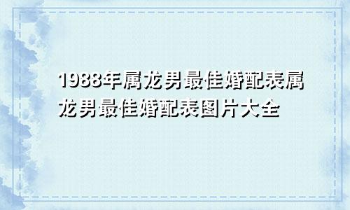 1988年属龙男最佳婚配表属龙男最佳婚配表图片大全