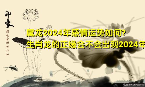 属龙2024年感情运势如何?生肖龙的正缘会不会出现2024年属龙的感情运势怎么样