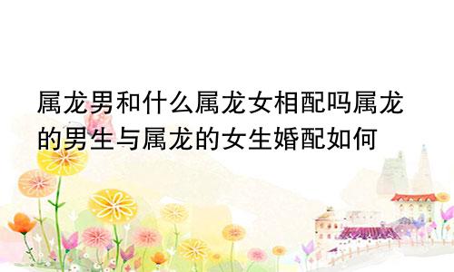 属龙男和什么属龙女相配吗属龙的男生与属龙的女生婚配如何