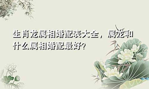 生肖龙属相婚配表大全，属龙和什么属相婚配最好？