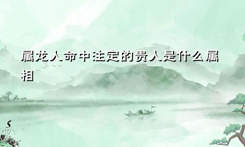 属龙人命中注定的贵人是什么属相
